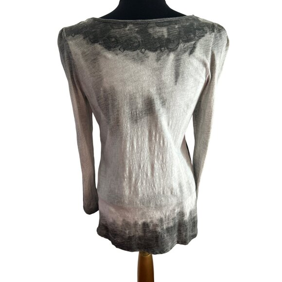 RXB Gray & Black Long Sleeve Top With Silver Studs, Size Large - Picture 2 of 7